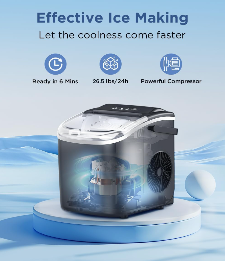 COWSAR Ice Maker Countertop, Portable Ice Machine with Self-Cleaning