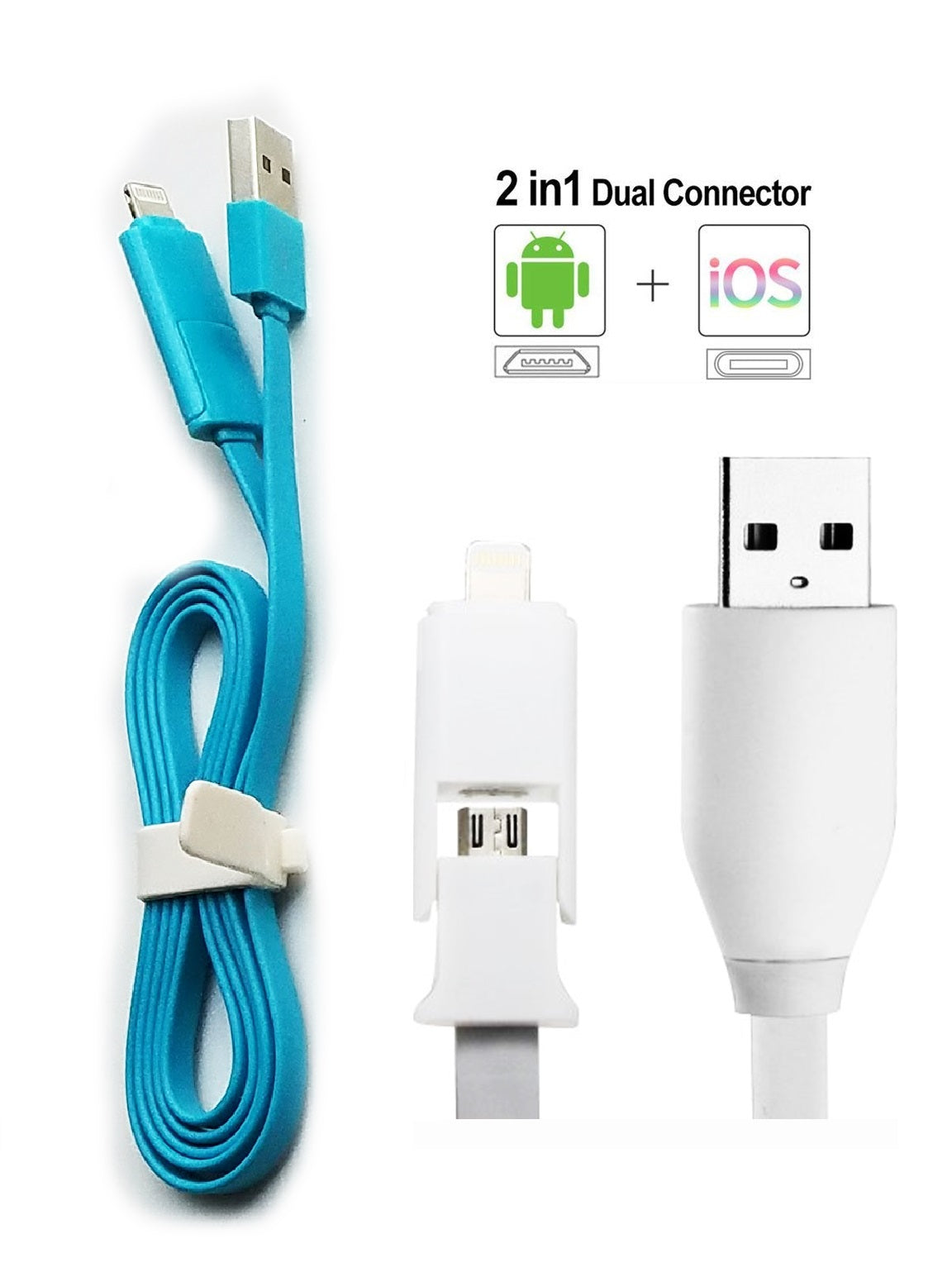 Bulk 30 Dual Micro USB Lightning 3 Ft Cable 2-In-1 Charging And Data Sync IOS Sorter Colors