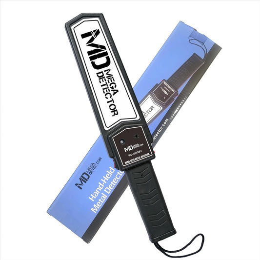 Detector de metales portátil MegaDetector, varilla de seguridad, alertas de vibración y sonido ajustables, detecta armas, cuchillos, tornillos, alta sensibilidad, color negro