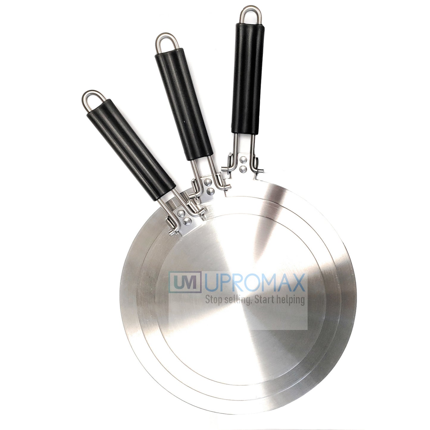 3pcs Combo 2 Induction Cooktop Diffuser and 1 Induction Converter Broil Disc Aluminum Steel Plate Cookware Kit 8,9,11" - UproMax