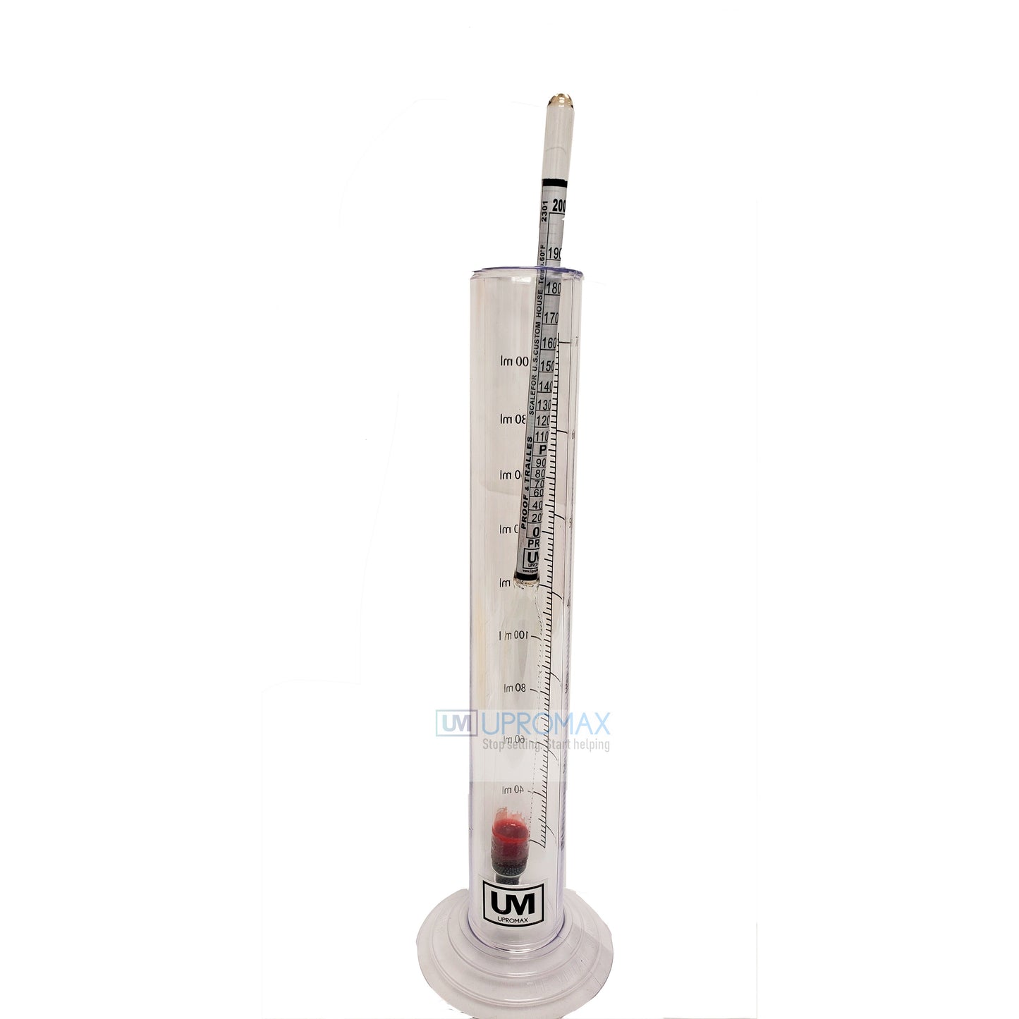 PROOF & TRALLE HYDROMETER ALCOHOL METER DISTILLING TEST SPIRIT SCALE 0-200% case WITH JAR