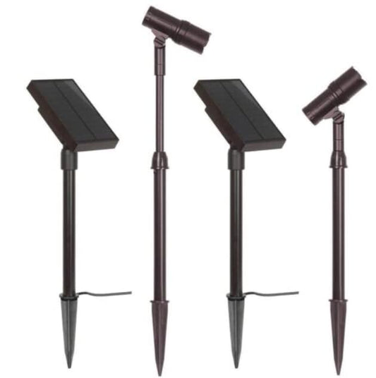 Paquete de 2 focos LED para iluminación de exteriores, luces solares para jardín, césped, patio, entrada y patio, luz blanca cálida, resistentes al agua y a la intemperie