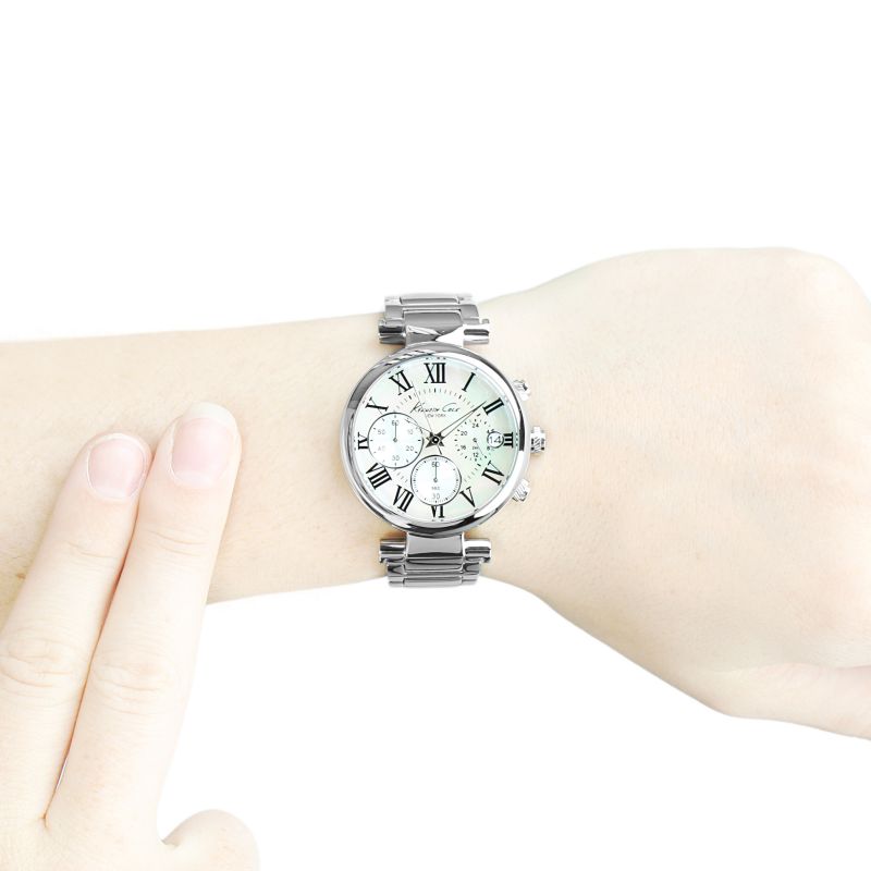 Ladies Kenneth Cole Kiskaya Chronograph Watch New York Women´S Wristwatch Analog Stainless Steel KC4971 - UproMax