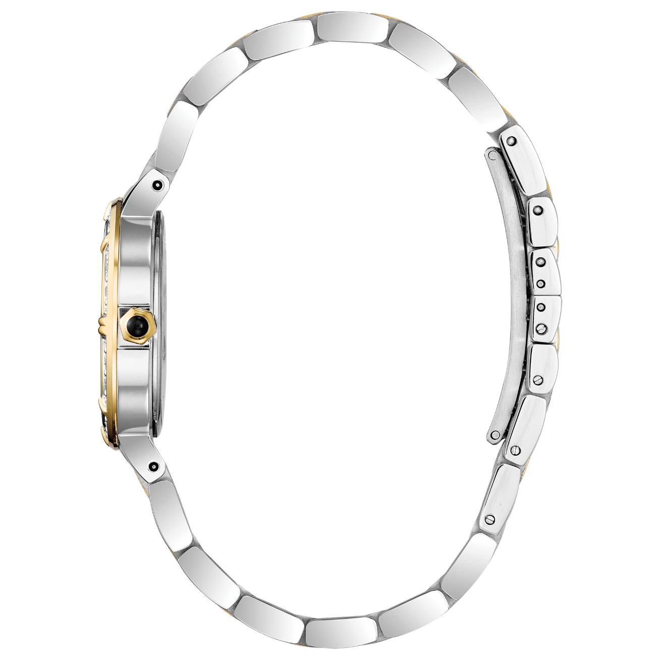 Bulova Ladies 98X127 Crystal Accented Two Tone Watch & Crystal Stud Necklace ❤ - UproMax
