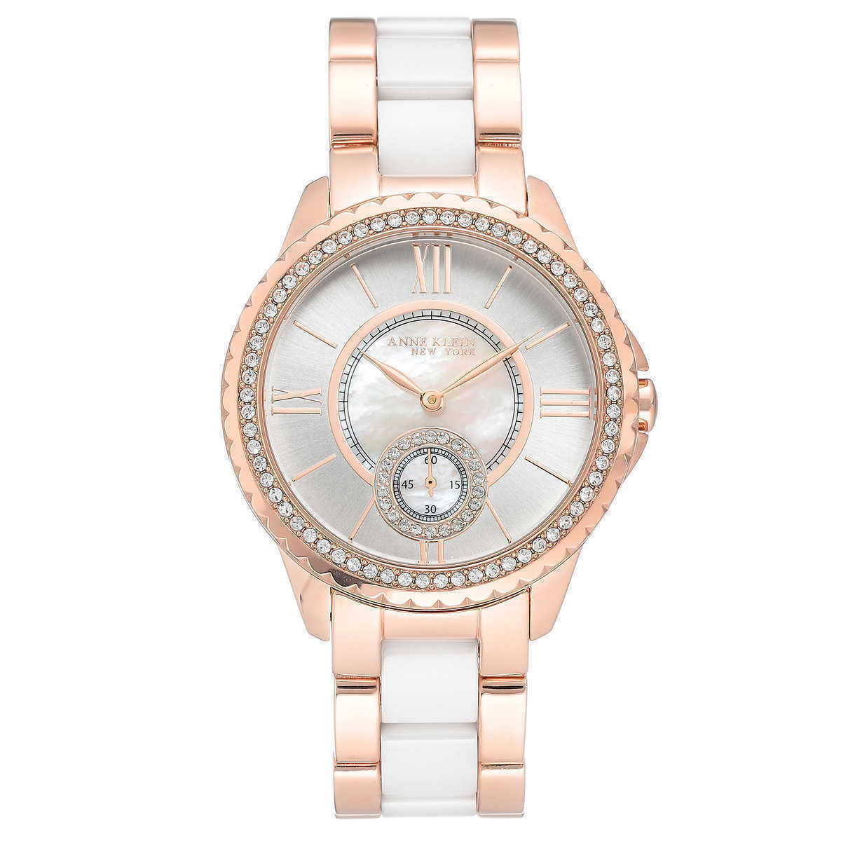 ANNE KLEIN 12/2310RGWT WOMEN'S TWO-TONE SWAROVSKI CRYSTAL WATCH - UproMax