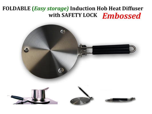 Foldable Embossed Induction Hob Heat Diffuser Stainless Steel, Gas Stovetop Heat Diffuser Ring Plate CookTop 8 inches or 11 inches - UproMax