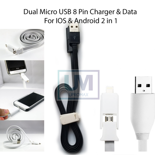 Dual Micro USB Lightning 3 Ft Cable 2-In-1 Charging And Data Sync IOS - UproMax