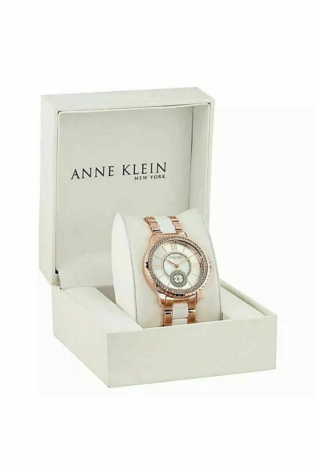 ANNE KLEIN 12/2310RGWT WOMEN'S TWO-TONE SWAROVSKI CRYSTAL WATCH - UproMax