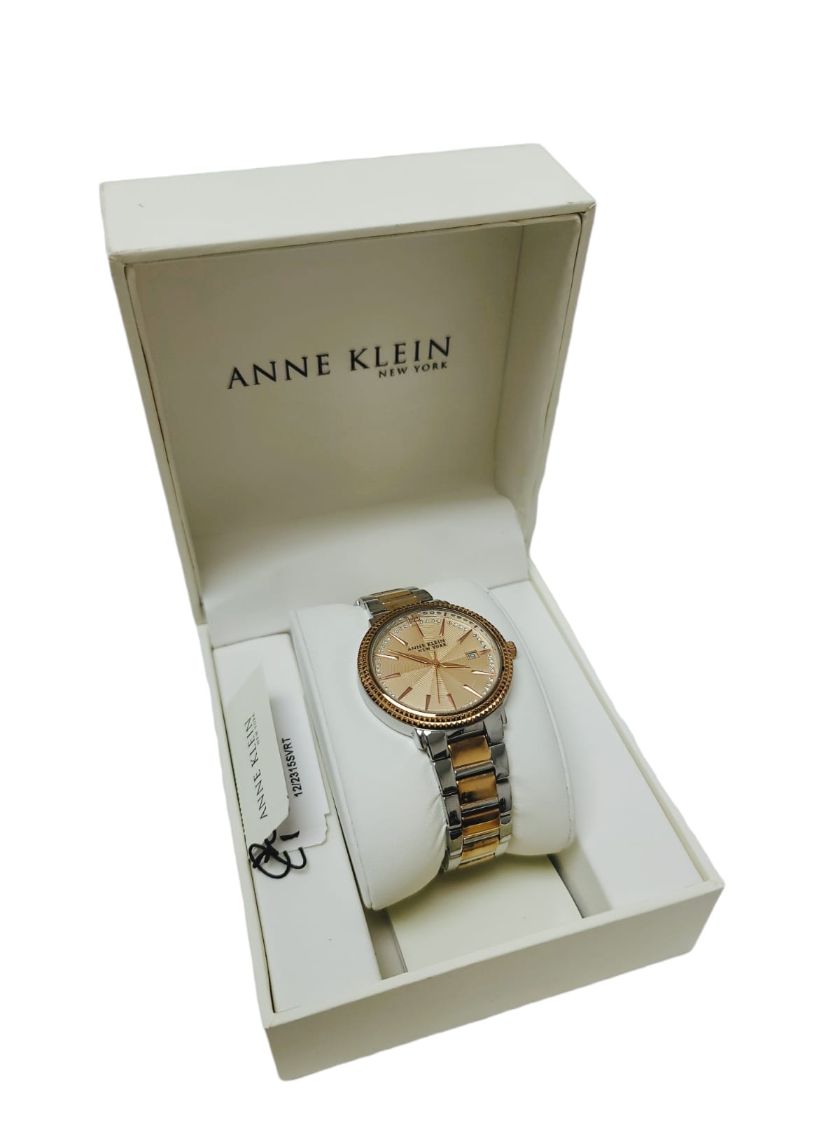 Anne Klein NY 12/2315svrt Women's 36mm Silver Rose Gold Swarovski Crystal - UproMax