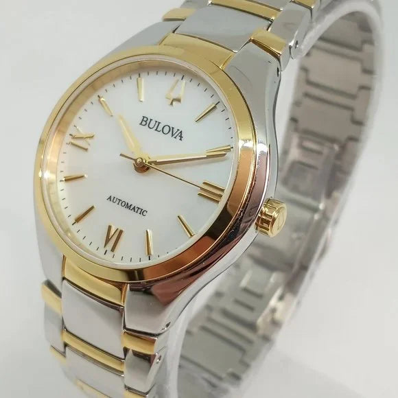 Bulova Classic Stainless Steel Automatic Ladies Watch 98L297 Wristwatch - Gold/Silver - UproMax