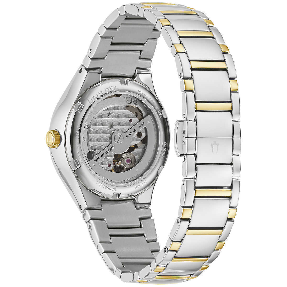 Bulova Classic Stainless Steel Automatic Ladies Watch 98L297 Wristwatch - Gold/Silver - UproMax