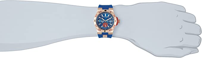 Vince Camuto 43MM Rose Gold-Tone Blue Rubber Band Watch Men's VC/1010BLRG "The Master" Stainless Steel Watch