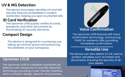 Counterfeit Bill Detector with Voice Confirmation MG/UV