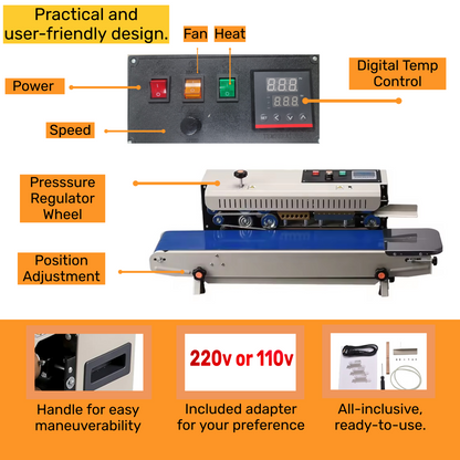 Industrial Heat Sealer! UX900K Bag Sealer (0.02-0.08mm) w/ Digital 220v and 110v