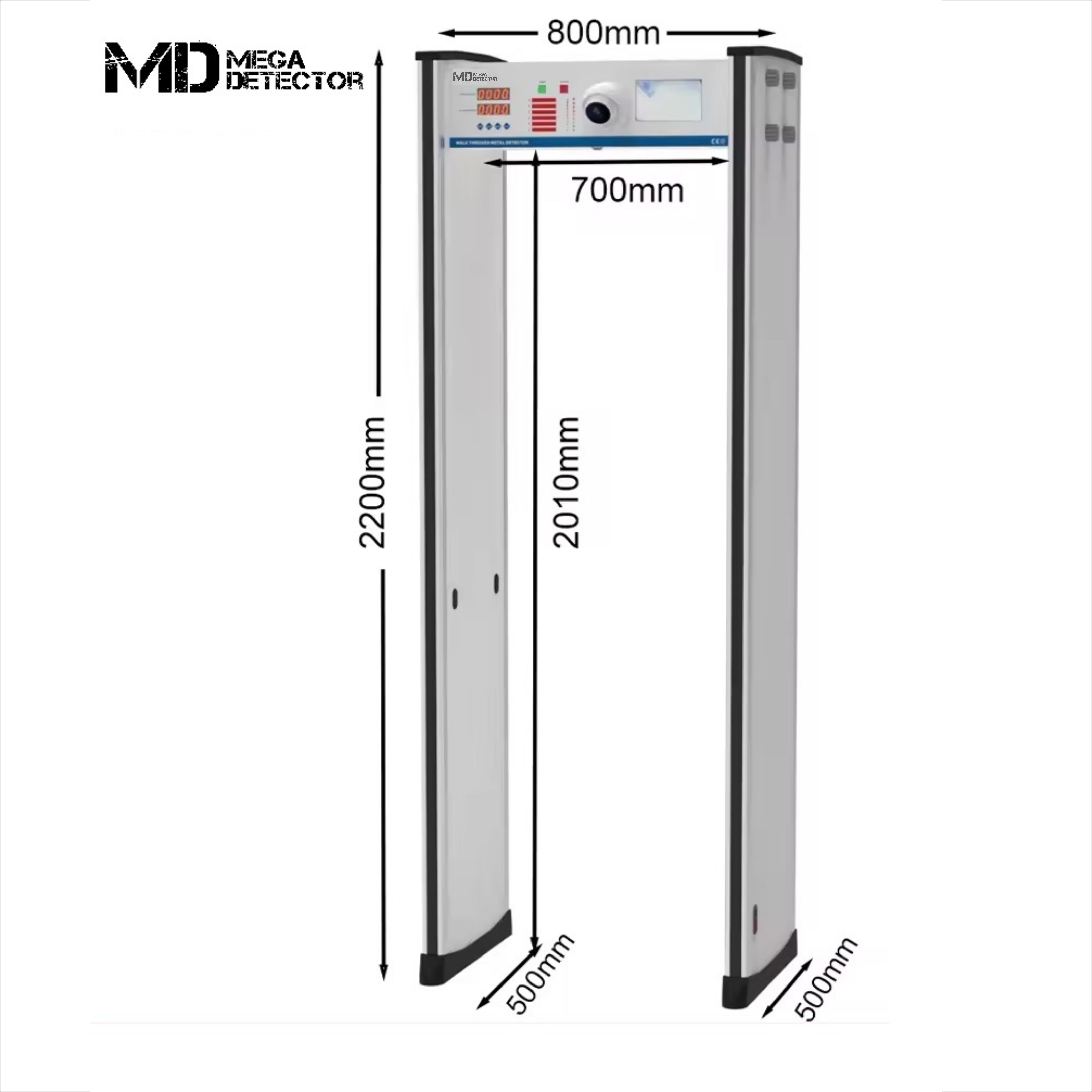 Detector de metales de paso MegaDetector CCTV MD500C18Z de 18 zonas Cámara arco Detector escáner térmico puerta