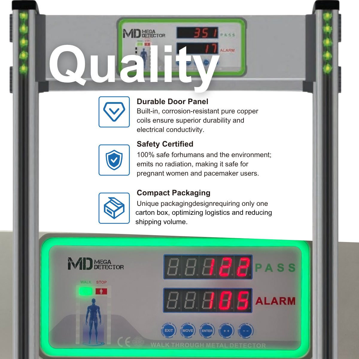 MegaDetector Walk-Through Metal Detector Door Frame MD50018Z of 18 Zones