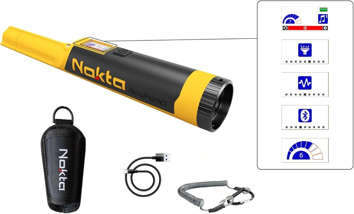 Nokta AccuPOINT Metal Detector Pinpointer Waterproof Color LCD LED Combo Kit NEW