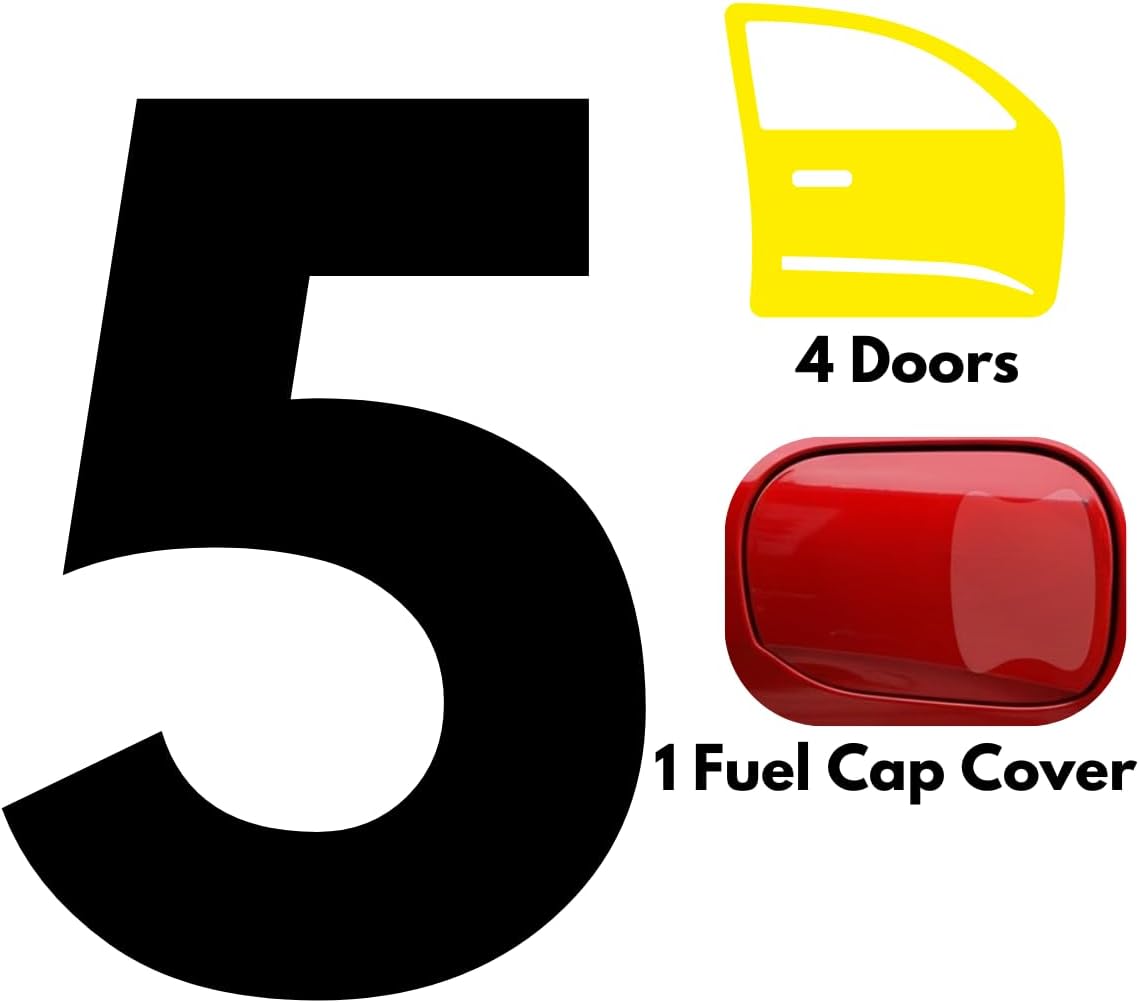 Five pieces cover four doors plus one fuel cap