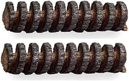 Close up of two charred American white oak infusion spirals