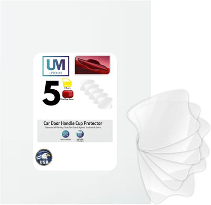 Upromax 5-pack clear car door handle cup protector film with retail packaging