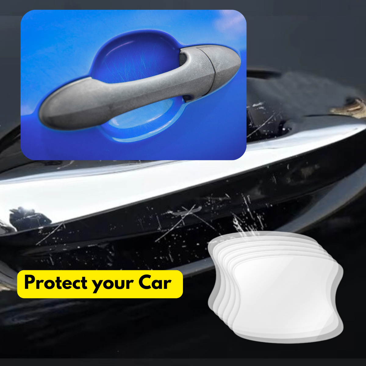 4 piezas Películas protectoras universales invisibles contra rayones para manijas de puertas de automóviles 