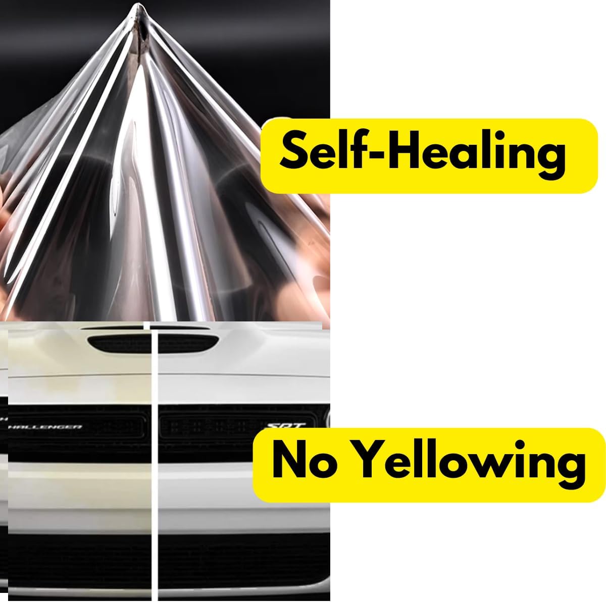 Self-healing film with no yellowing over time