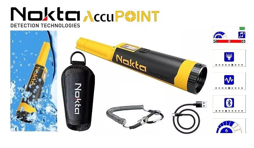 Nokta AccuPOINT Metal Detector Pinpointer Waterproof Color LCD LED Combo Kit NEW