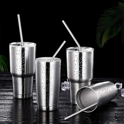 6 Pack Reusable Metal Straws, Stainless Steel, Long & Durable, Includes Bag & Cleaning Brushes,Easy to Clean, Perfect for 30oz, 20oz Tumblers