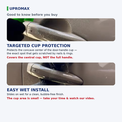 3M-Pack Car Door Handle Cup Protector Clear Film | Self-Healing Paint Protection Decal Anti Scratch Guard | Universal Fit Vehicles, SUV, Truck