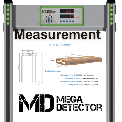 MegaDetector Walk-Through Metal Detector Door Frame MD50018Z of 18 Zones