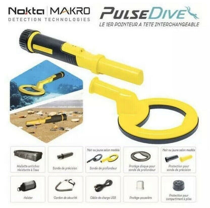 Nokta PulseDive Scuba Metal Detector & Pin Pointer 2-in-1 + CASE Yellow KIT NEW