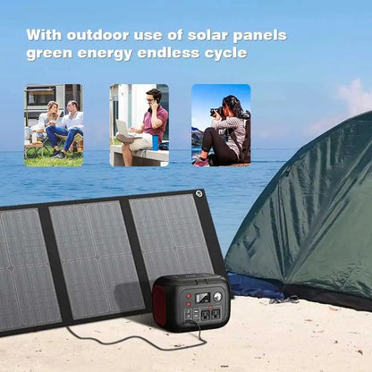 Portable Solar Generator Power Station, 300W Peak, 260Wh, 40W Solar Panels Included, 110V AC Outlet, 70400mAh