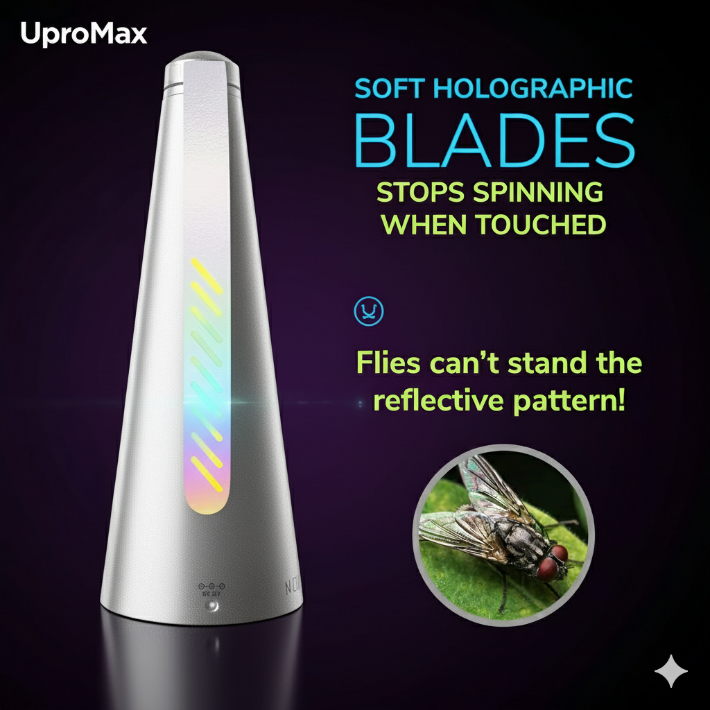 Bug Fan Fly Chemical-Free Fly Shoo with Holographic Soft Blades, Battery Powered, Ideal for Bug A Salt, Fly Fans for Tables and Outdoor Games - (Batteries Not Included) Upromax (Silver)