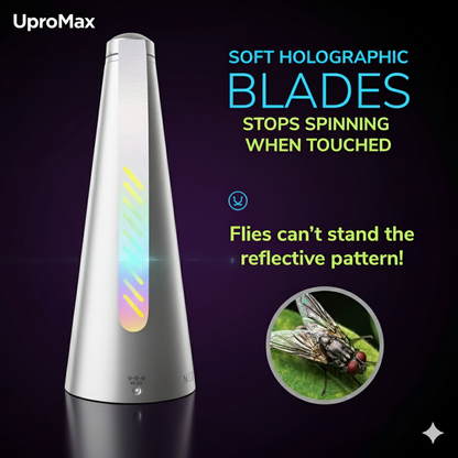 Bug Fan Fly Chemical-Free Fly Shoo with Holographic Soft Blades, Battery Powered, Ideal for Bug A Salt, Fly Fans for Tables and Outdoor Games - (Batteries Not Included) Upromax (Silver)