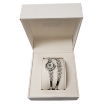 Badgley Mischka Ba/1405svst Women's 20mm Crystal Accent Watch Bracelet Set NWT - UproMax