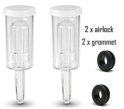 2 Set Econo Lock 3 Piece Airlock Fermentation Beer Wine Home brewing + Grommets - UproMax