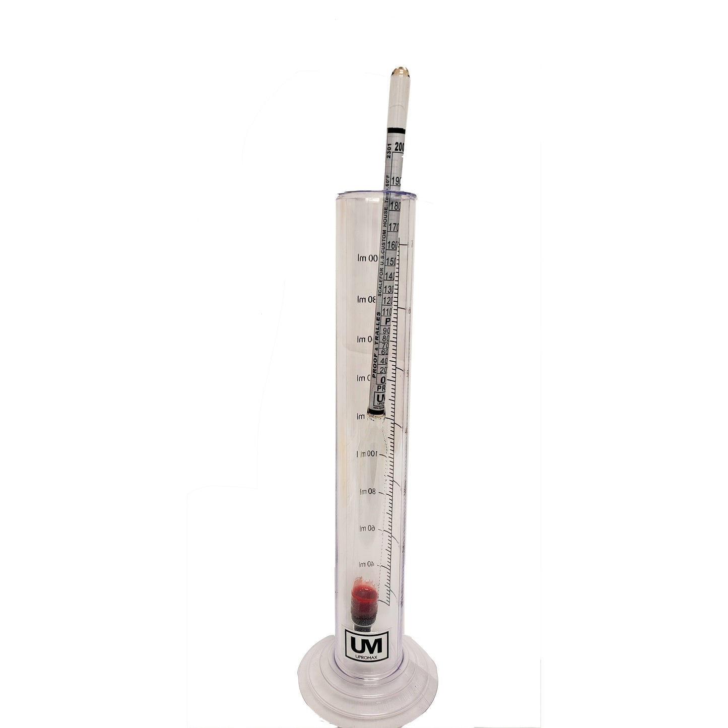 PROOF & TRALLE HYDROMETER ALCOHOL METER DISTILLING TEST SPIRIT SCALE 0-200% case WITH JAR - UproMax