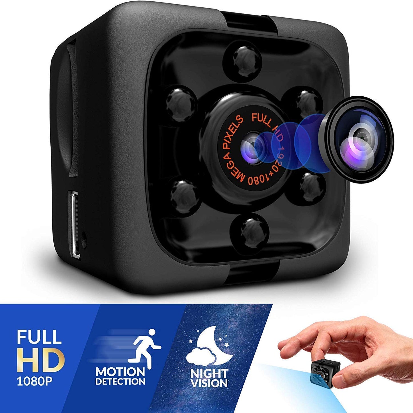 Camera Portable, Full HD Video Recording, 1080P, Night Vision, Motion Detection, Indoor and Outdoor Covert Security Home Ofiice - UproMax