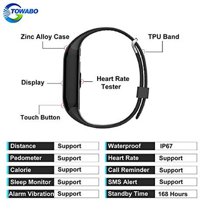 Fitness Tracker Wristband with Heart Rate monitor Activity Watch Android / iOS - UproMax