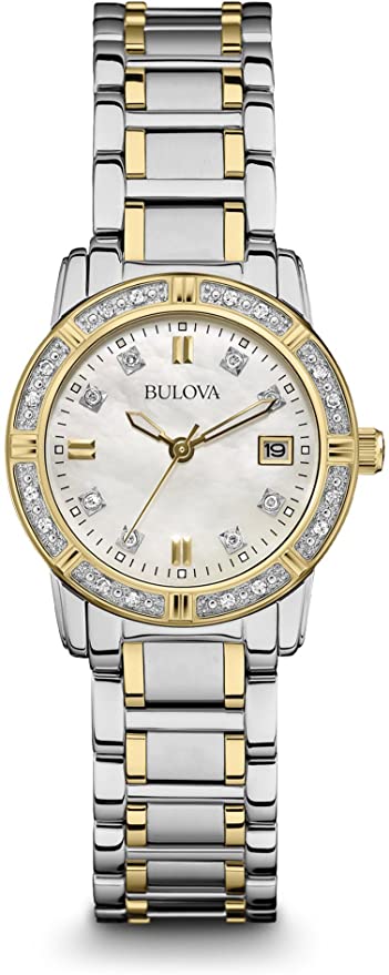 Bulova Two Tone Quartz Women's Watch 16 Diamonds 98R226 - UproMax