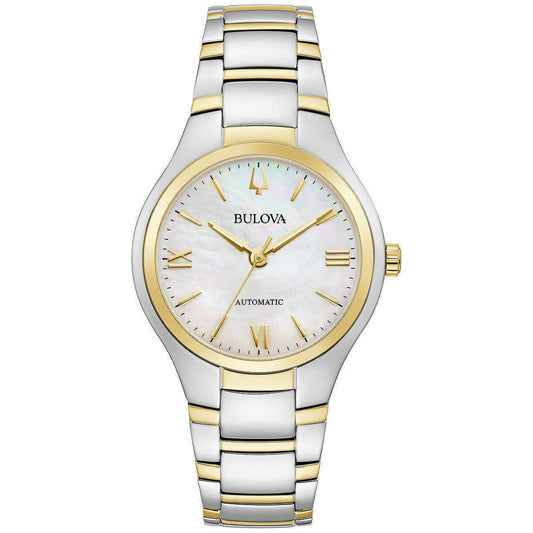 Bulova Classic Stainless Steel Automatic Ladies Watch 98L297 Wristwatch - Gold/Silver - UproMax