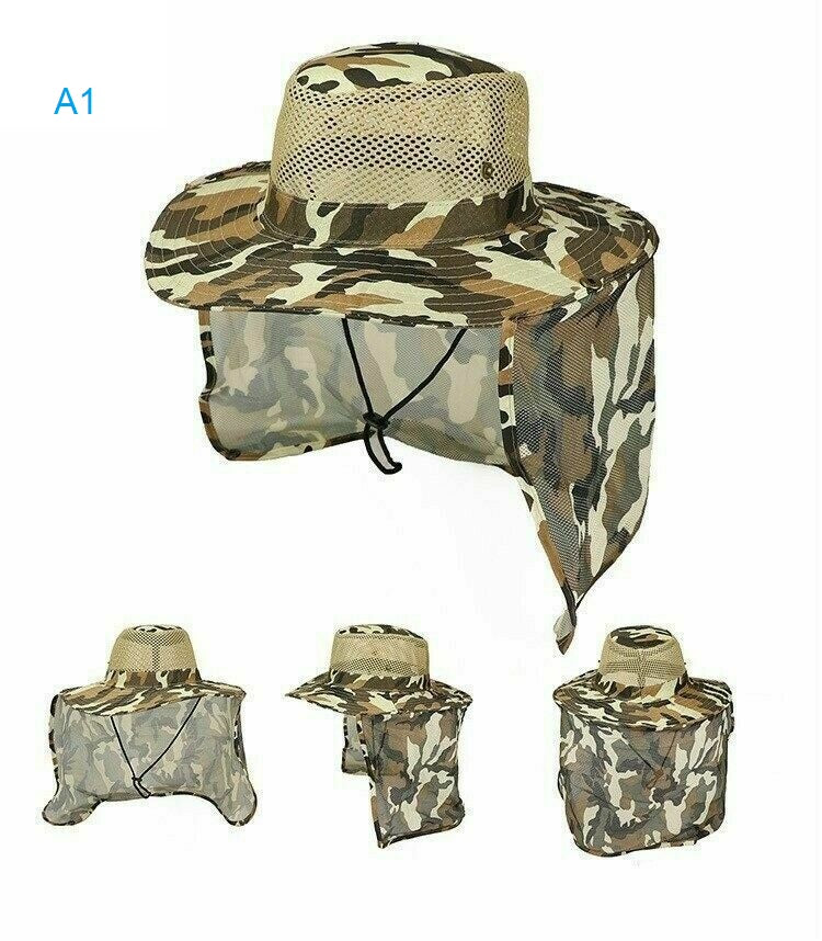 Boonie Booney Hat Caps Camo & Hi-VI + NECK COVER Outdoors Fishing Hiking Boating Hunting RV - UproMax