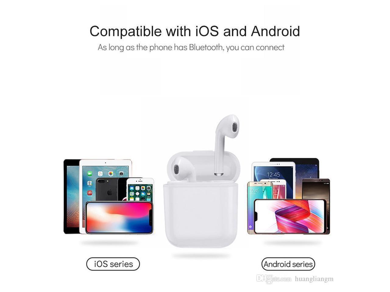 Wireless Bluetooth 5.0 True Wireless Stereo TWS Earbuds with Charger Case for for iPhone Android, 30H Cyclic Playtime  Headphones Smartouch Earphones Super Bass Sound  i7s i9s i11 i12  White - UproMax