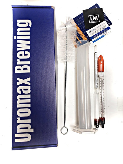 Upromax Hydrometer Alcohol Meter Test Kit: Distilled Alcohol  0-200 Proof Deluxe Set Traceable Alcoholmeter with Glass Jar for Proofing Distilled Spirits - UproMax