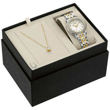 Bulova Ladies 98X127 Crystal Accented Two Tone Watch & Crystal Stud Necklace ❤ - UproMax