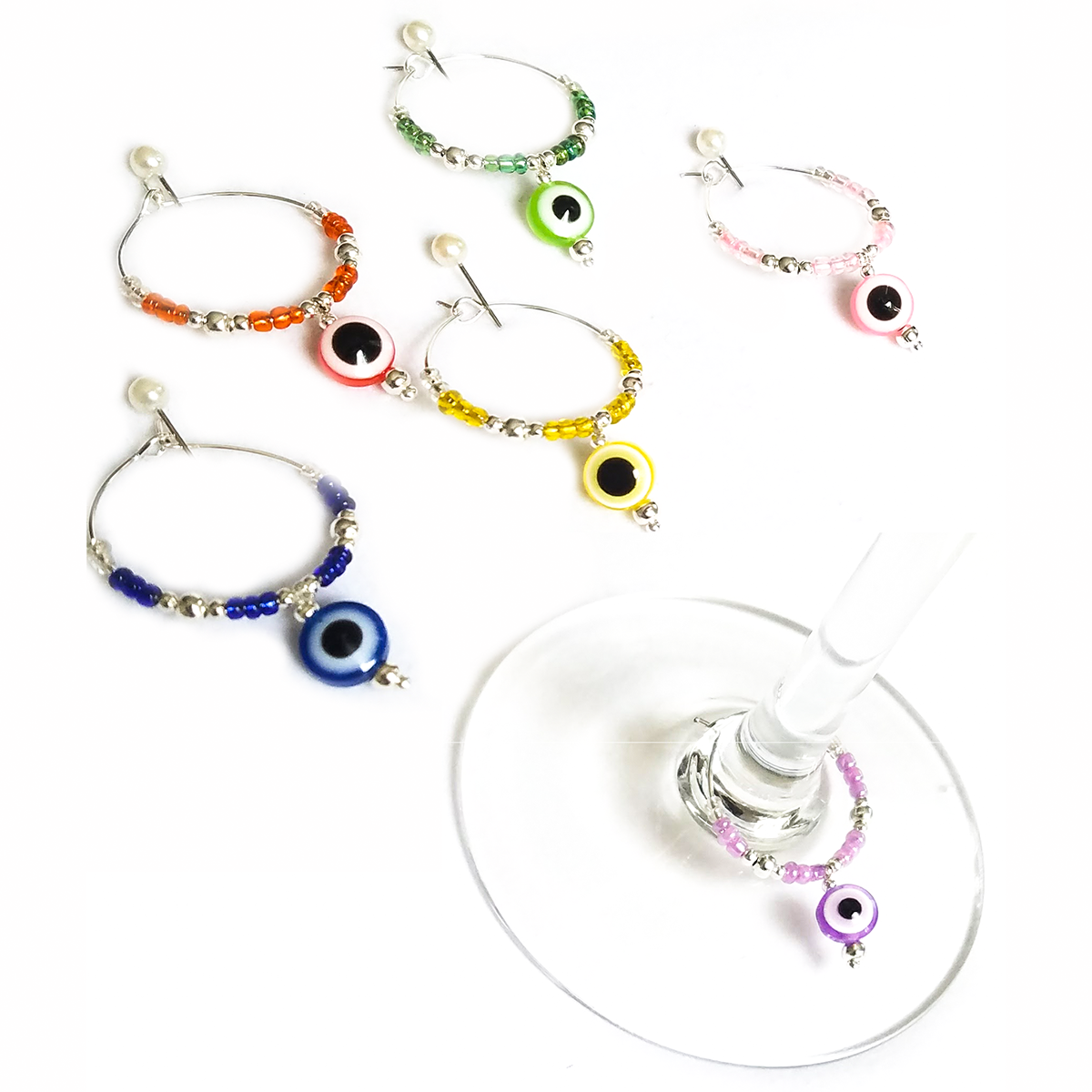 Evil Eye Beautiful  wine markers charms hand made - UproMax