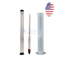 PROOF & TRALLE HYDROMETER ALCOHOL METER DISTILLING TEST SPIRIT SCALE 0-200% case WITH JAR - UproMax