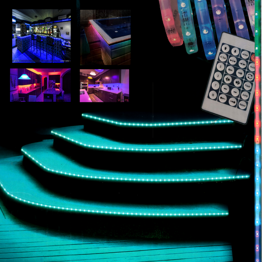 High Quality Indoor/Outdoor LED 8 Color Flexible Lighting Strip w/remote control - UproMax