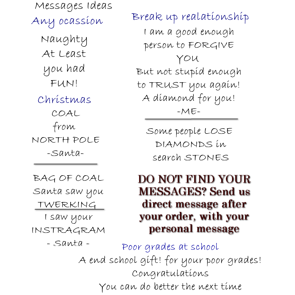 Personalized Coal bag Gift Naughty or Nasty People, Poor grades , Breakup relationship, birthday jokes. - UproMax