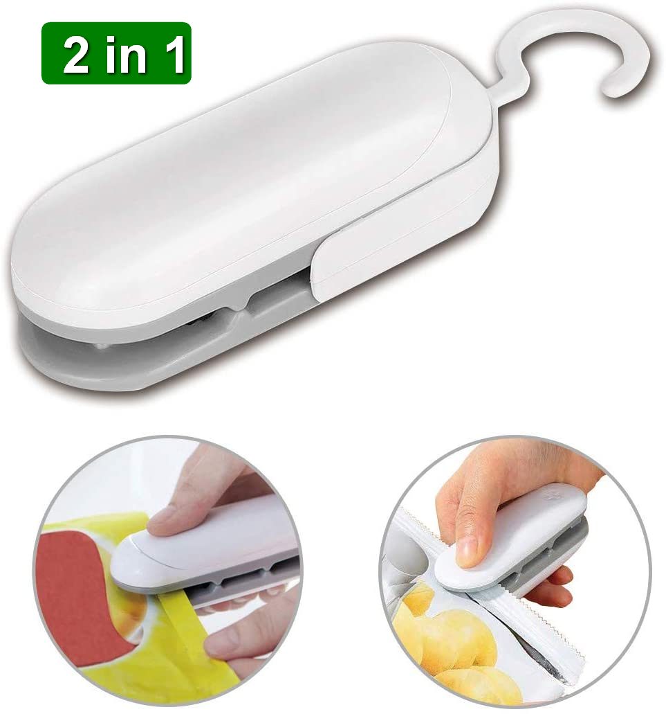 Mini Portable Bag Sealer and Cutter, Handheld 2 in 1 for Plastic Bags Food Storage Snack Fresh Bag Sealer Reduce food waste. (Battery Not Included) - UproMax